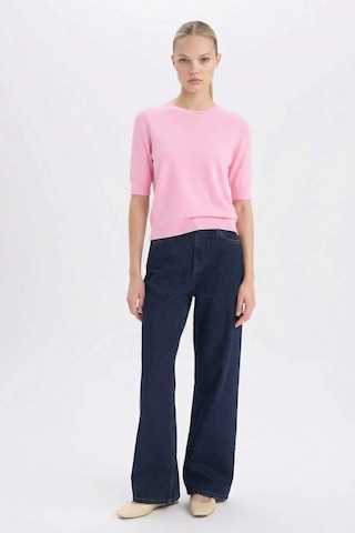 DeFacto Regular Fit Bisiklet Yaka Basic Düz Kısa Kollu Triko Kazak D6272AX25SMPN82 Pembe
