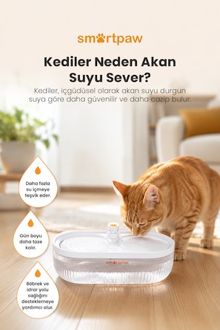 Smartpaw Aqua Lite Otomatik Kedi Su Pınarı Distribütör Garantili
