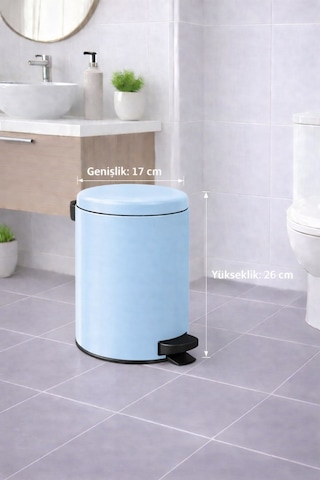 Sas Haus Mavi 2'li Banyo Seti - Metal Çöp Kovası 3 Lt Ve Wc Fırçası Takımı Elit 7200 Mavi