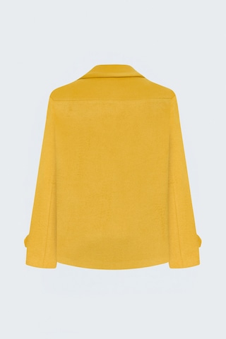 Sateen Kaşe Kısa Kaban - Sarı-138084