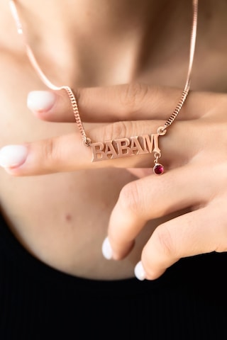 Papatya Silver 925 Ayar Gümüş Rose Kaplama Babam Yazılı Gurmet Zincir Kadın Kolye