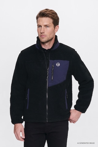 Wrangler Erkek Regular Fit Dik Yaka Tam Fermuarlı Cepli Sherpa Sweatshirt Polar Mont-w2620003 Siyah