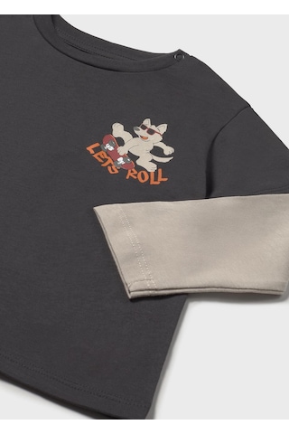 Mayoral Erkek Bebek Duble Kol Sweatshirt Gri