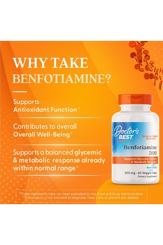 Doctor's Best Benfotiamine 300 With Benfopure, Helps Maintain Hea