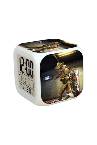 Besthome1 7 Renkli Led Kare Dijital Saat - Beyaz Ve Alarmlı, Romantik Işıklandırma Ve Yedek Güç Kablosu