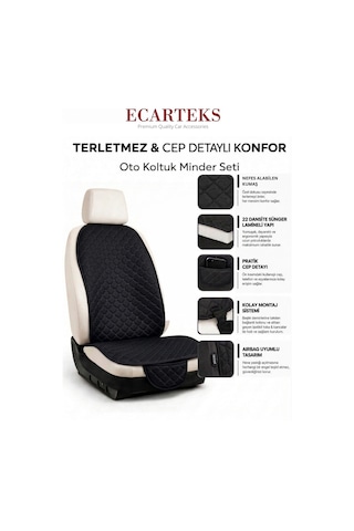 Terletmez Cepli Oto Koltuk Minder Seti Ön Koltukları İçin Kolay Montaj Universal Koruyucu Kılıf Kumaş 76287635