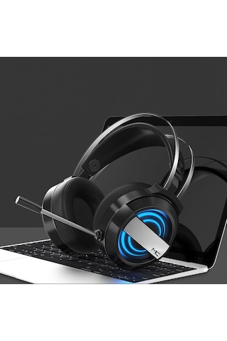 Xindoker Oyuncu Kulaklığı, Mikrofonlu, 50mm Hoparlör, Çift Delikli Renkli Işık, Siyah, Bilgisayar/notebook Uyumlu