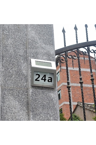 Qingmipy Güneş Enerjili Kapı Numarası Işığı - Dıy Bahçe, Duvar Ve Garaj İçin Modern Led Aydınlatma Gümüş