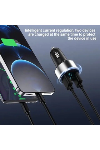 3.1a Çift Hızlı Şarj Cihazı Çakmak 2 Portlu Usb Araç Soketi Po Mavi-çin