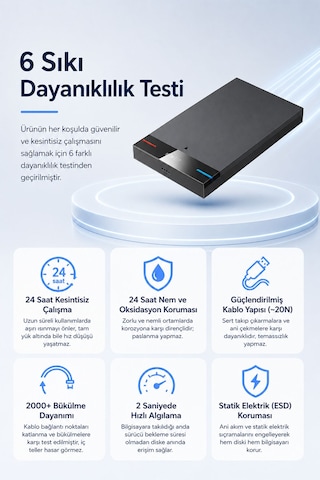 2.5 İnç Usb 3.0 Sata Hdd Ssd Disk Kutusu, 5gbps Harici Disk Kutusu, 480mb/s Veri Aktarımı, Tak Çalıştır, Otomatik Uyku Modu, Led Göstergeli Abs Kasa, Windows Mac Y200
