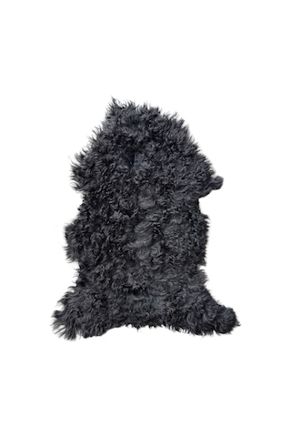 Gerçek Uzun Kıvırcık Tüylü Koyun Postu Siyah