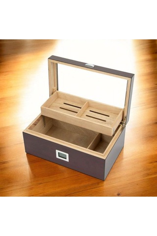 Cedar Alman Puro Kutusu Humidor Parlak Kiraz 80's Cigarspa Elektronik Nemlendirme