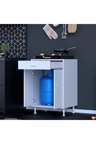 Set Altı Dolap Mutfak Dolabı Çok Amaçlı Dolap Tüp Dolabı Çekmeceli Beyaz