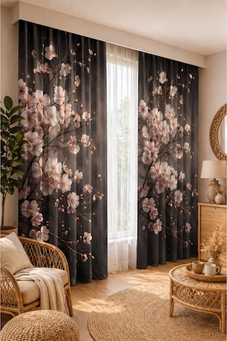 2 Adet 140x260 Cm Ölçüsünde Şık Dekoratif Fon Perde Koleksiyon Siyah