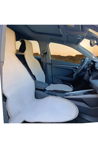 Universal Terletmez Oto Koltuk Koruyucu Kılıf - 2 Adet Ön, 1 Adet Arka Bej