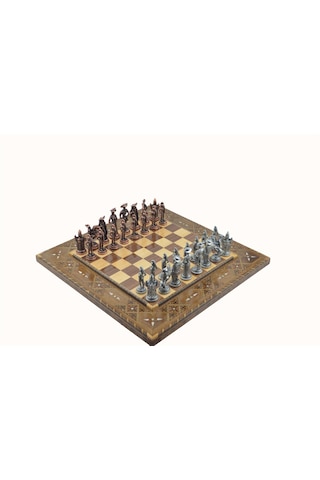 Gifthome Metal Satranç Takımı - Seti battal ispanyol antik Taş dü