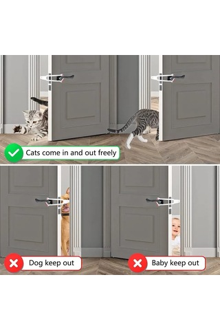 Xindoker Kedi Ve Köpekler İçin 4 Ayarlı Kapı Kilidi - Beyaz, Kolay Kurulum, Dayanıklı Malzeme