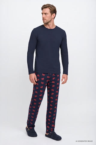 Ac&Co / Altınyıldız Classics Erkek Lacı 2'li Yumuşak Dokulu %100 Pamuk Standart Fit Bisiklet Yaka Desenli Pijama Takımı