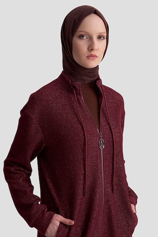 Armine Trend Kuşgözü Detaylı Fitilli Simli Cepli Ceket Vişne 25kt555