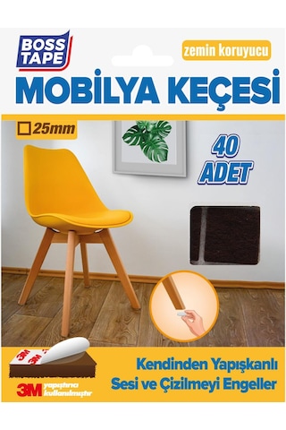 3M Yapışkanlı 40 Adet 25Mm Kare Kahverengi Mobilya Sandalye Masa
