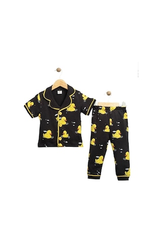 Ördek Baskılı Yazlık Pijama Takımı -1162 Siyah