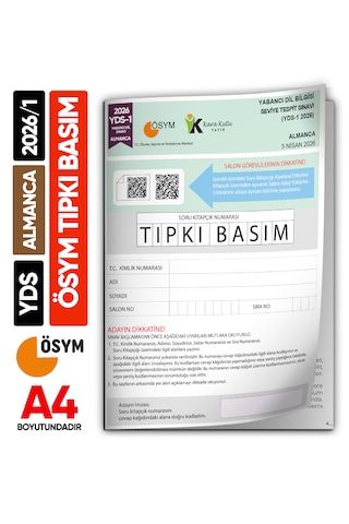 Yds Almanca 2026/1 Yabancı Dil Sınavı Ösym Tıpkı Basım Çıkmış Soru Deneme Kitapçığı E-yds Uygun