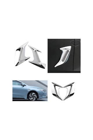 Üniversal Krom Kaput Çamurluk Venti Izgarası Sağ Sol 2 Adet Mini Scoop Vent Spor Görünümlü 1.sınıf İthal 2 Adet Silver Gümüş 00 Şüscaroto Aksesuar