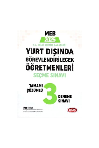 2025 Data Editör Meb Yurt Dışı Öğretmenlik Sınavı 3 Lü Deneme Sınavı Seti