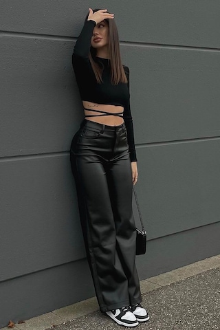 Madmext Mad Girls Siyah Deri Pantolon Mg1316-siyah Siyah