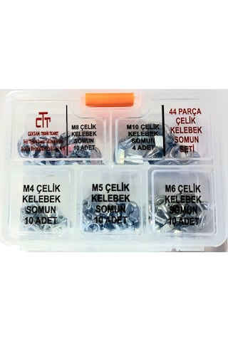 Kelebek Somun Çelik Kelebek Somun Seti 44 Parça N11.22557