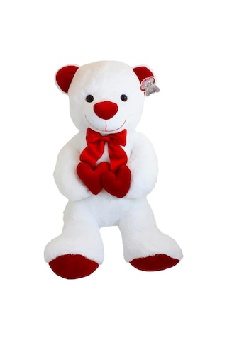 85 Cm Pelüş Ayı-Çift Kalpli-Bobo-Beyaz Değer 1-Değer 2