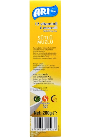 Arı 12 Vitaminli 6 Mineralli Sütlü Muzlu 6+ Ay Pirinç Unu 200 G