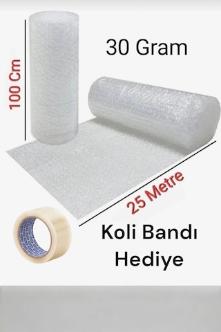 100 Cm X 25 Metre Balonlu Naylon Koli Bandı Hediyeli Eşya Sarma Koruma Naylonu Patpat