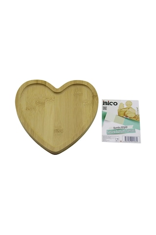 Kalp Model Ahşap Bambu Servis Sunum Tepsi - Tahtası 20.5 X 19.5 X 1.4cm Çok Renkli