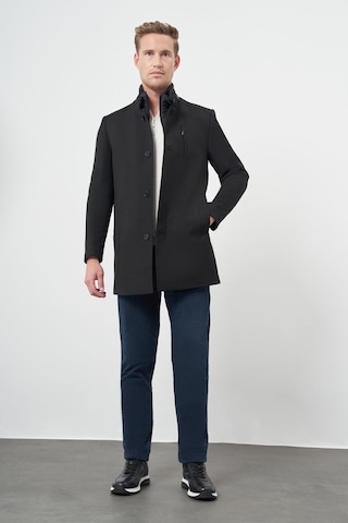 İmza Siyah Kaşe Kürklü Yaka Düz Tek Yırtmaç Tam Kapitone Astar Slim Fit Classic Palto 1005245102 Siyah