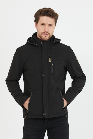 Mero Life İçi Kürklü Kapüşonlu Su ve Rüzgar Geçirmez Softshell Erkek Mont - Siyah
