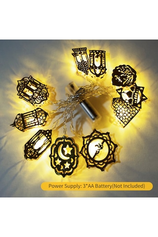 Yaozixa Ramazan Bayramı 1.6m 10 Led Sabit Aydınlatma Demir Çalışma Kalesi Şekilli Dekoratif Işık Zinciri Pil Dahil Değil Ilık Beyaz