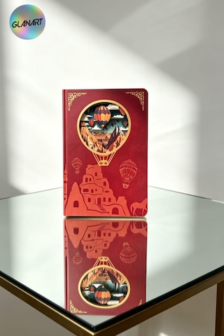 Hediyelik Lüks Oval Desen Kesimli Çizgisiz Not Hatıra Defteri 60 Yaprak 13,5x20,5 Cm Kapadokya Kesim