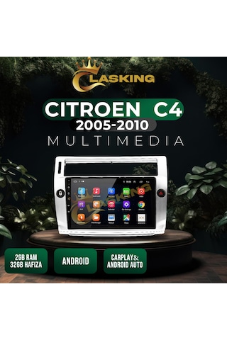 Cıtroen C4 2005-2010 Gri 2 Gb Ram 32 Gb Hafıza Androıd Multımedıa
