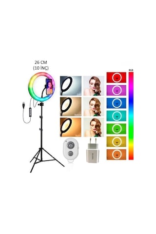 Mj26 10inç Rgb Led Selfie Işığı Tripot Youtuber Kumandalı Ring Lıght