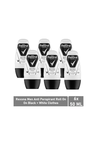 Rexona Invisible Black+White Erkek Roll-On Deodorant 6 x 50 ML