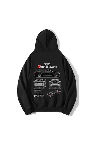 Brz Collection Unisex Oversize Rs6 Audi Rs6 Hoodie Siyah