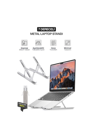 7 Dereceli Katlanabilir / Taşınabilir Metal Laptop Standı I Tablet - Telefon - Kitap Uyumlu