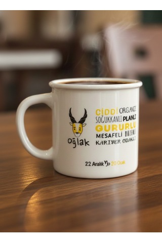 Oğlak Burcu Porselen Kupa Bardak 250cc Beyaz