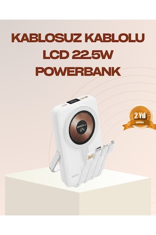 Hnrlıshp Manyetik Kablosuz Powerbank 22.5w Hızlı Şarj Lcd Ekranlı Çok Renkli