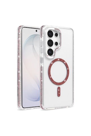 Maks Technology Galaxy Uyumlu S26 Ultra Kılıf M-safe Şarj Özellikli Mkst Tera Silikon Kapak - Mürdüm