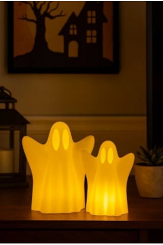 Hayalet Figürlü Dekoratif 2 Li Obje Pilli Mum İle Kullanım Halloween Aksesuarı Ev Dekor Ürünü 0