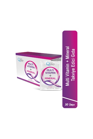 Qlife Multivitamin Mineral Ahududu Aromalı 30 Saşe