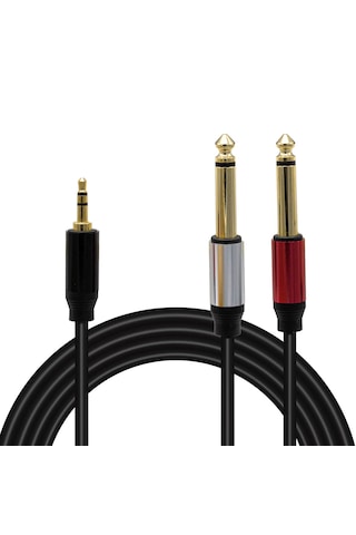 1.5 Metre 3.5mm Stereo Aux To 2x 6.3mm Mono Çivi Lüx Ses Kablosu