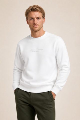 Redline Clavin Erkek Regular Fit Yeni Sezon Pamuklu Sweatshirt Beyaz